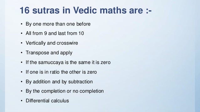 16 Sutras Of Vedic Maths Pdf